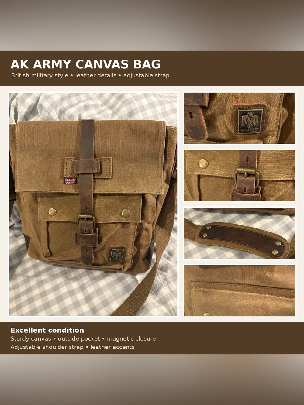 AK Army British Military Style Canvas Messenger Bag